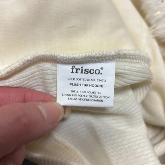 “frisco” Brand Gold Dotted XL Plush Fur Hoodie Offwhite Dog Sweater SKU 224212 - Picture 5 of 17